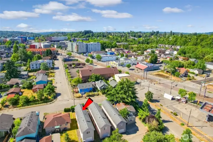 View looking south toward MLK Way S. and the Light Rail