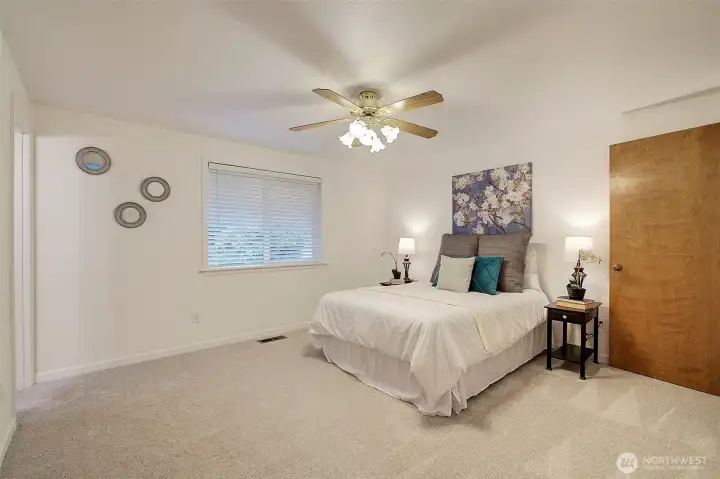 Primary bedroom features two separate closets.