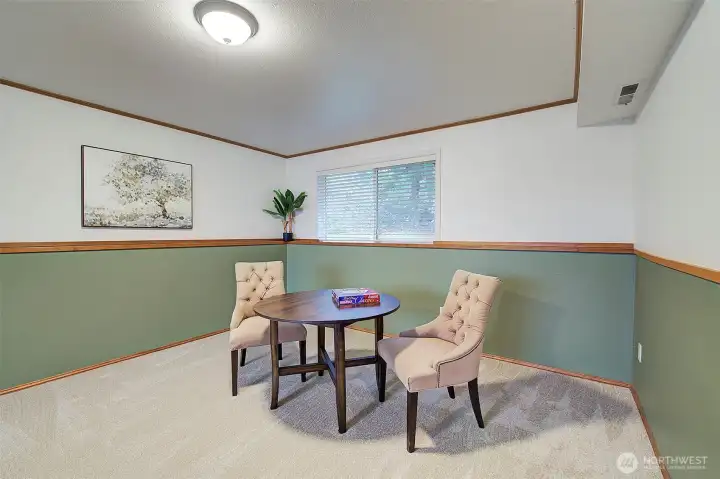 New carpet in the bonus room as well.