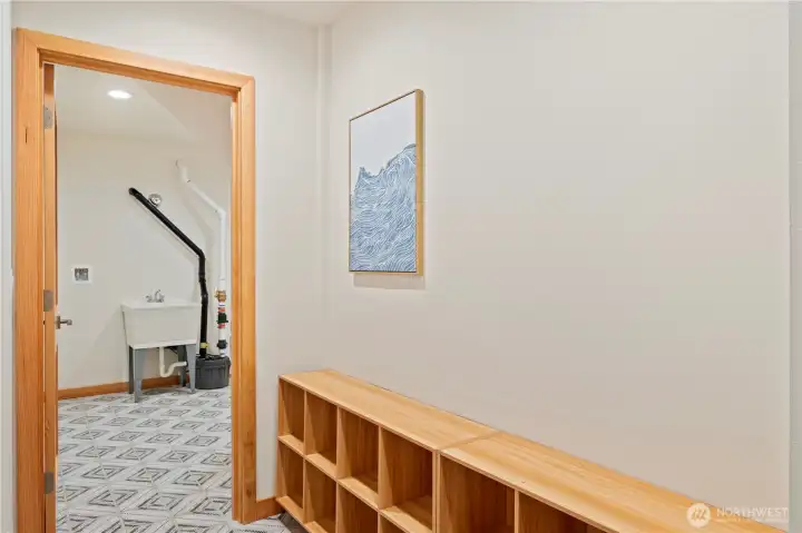 On the lower level you'll find heated tile floors along with a large closet for storage (closet not pictured).