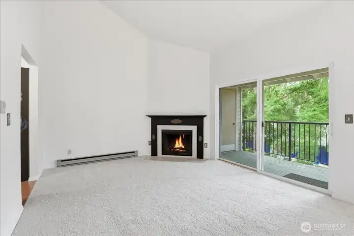 Wood burning fireplace to keep you warm on those chilly nights.