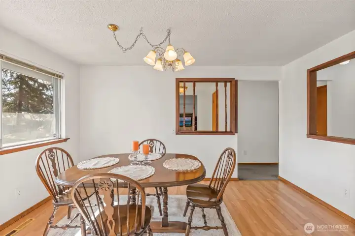 Beautiful hardwood floors and plenty of space here for gatherings
