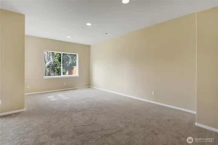 Spacious bonus room on the daylight lower level
