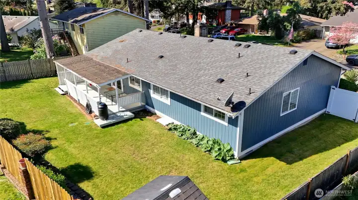 The back yard is fully fenced, keeping the things you love safe.