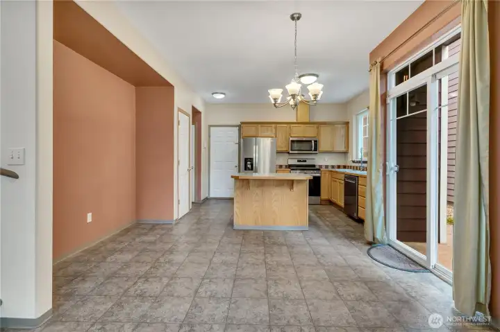 Storage abounds!  Store kitchen needs or how about a breakfast bar in the nook?