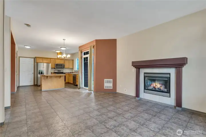 Spacious kitchen and living rooms with high ceilings!