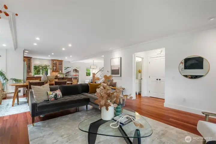 Expansive open concept main level - bed/baths to right