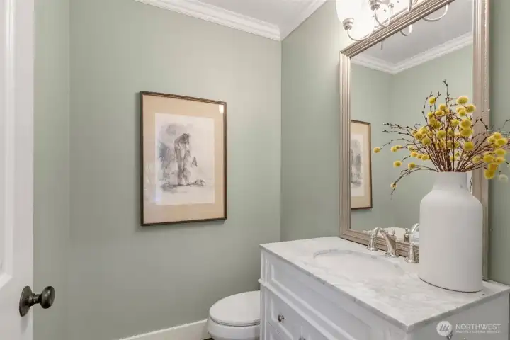 Back inside, main floor powder room