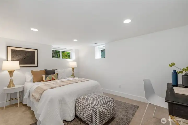 One of two lower level bedrooms