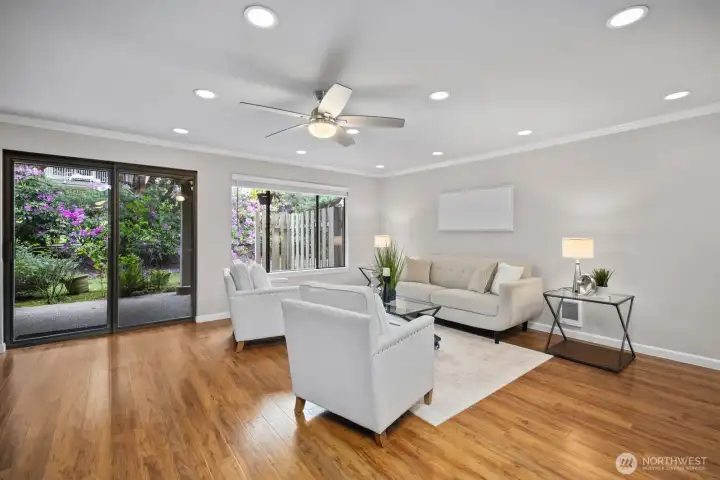 Family Room with Sliding Door to Patio