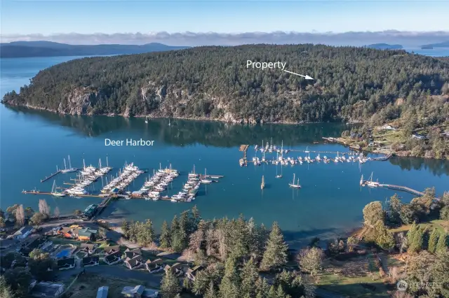 Not labeled in the foreground is the Land Bank's Deer Harbor Waterfront Preserve -- public beach access