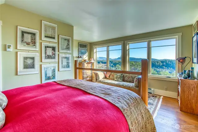 The upstairs bedroom has a great view! The closet is on the left, just out of view.