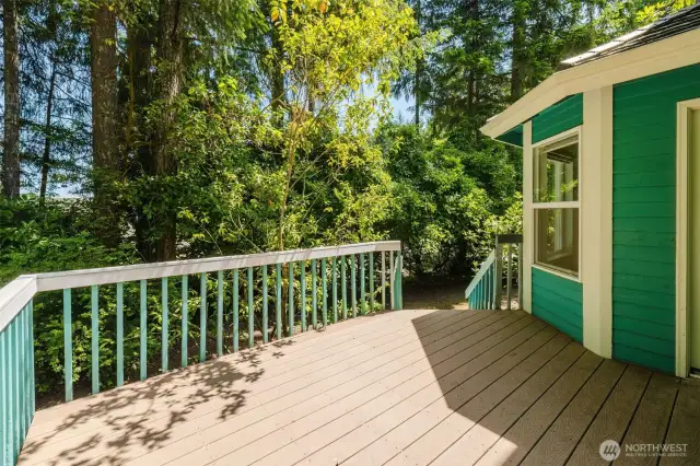 Private back deck with access from dining room