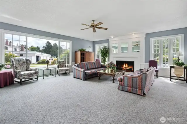 Community club house with fireplace