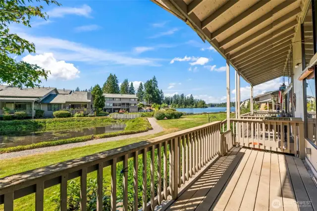 Basically WATERFRONT! Enjoy the Lagoon and wildlife right in front of your deck. Lovely afternoon sun allows for Summertime BBQs and partytime.