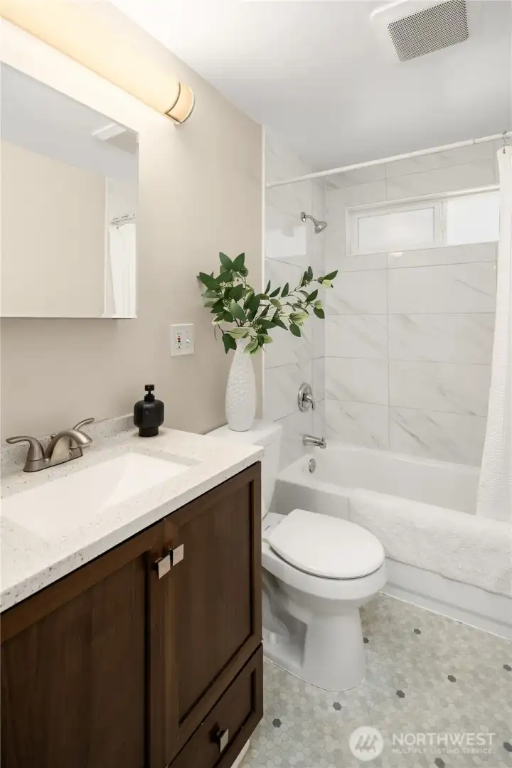 Full updated bath on upper floor