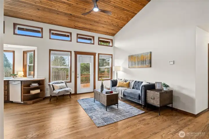 Restored hardwood floors.
