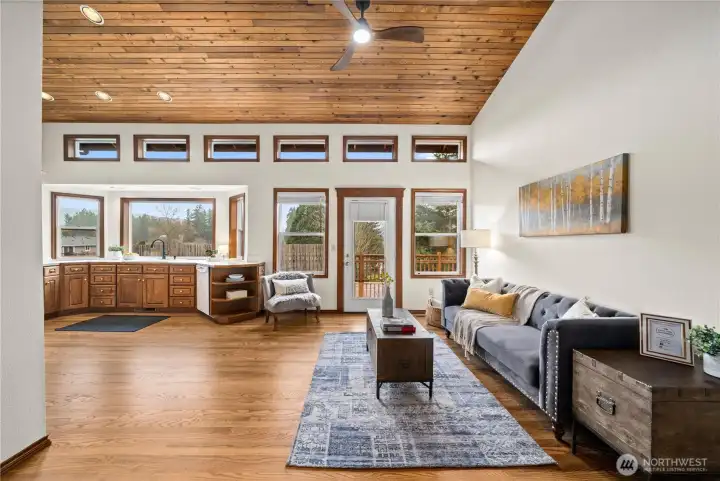 From the living room exit to a large deck perfect for quite evenings or entertaining.