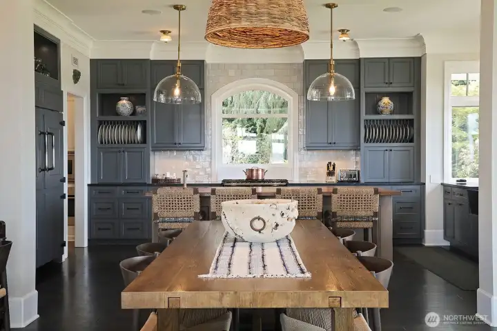 The open kitchen is full of gorgeous texture and detail.
