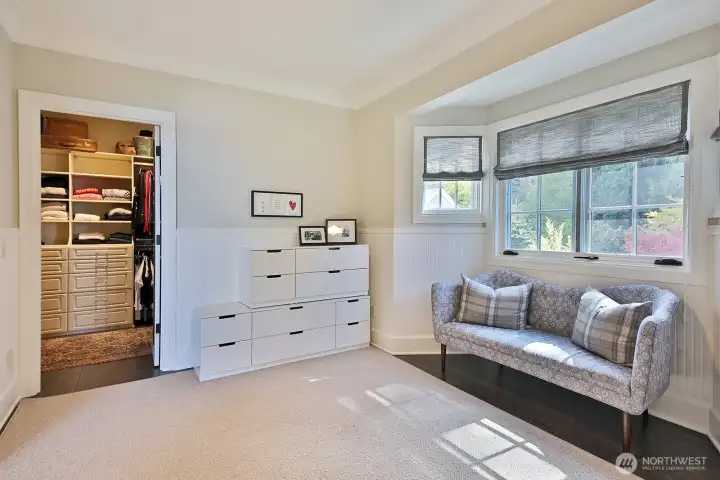 A dressing room showcasing one of the walk-in closets.