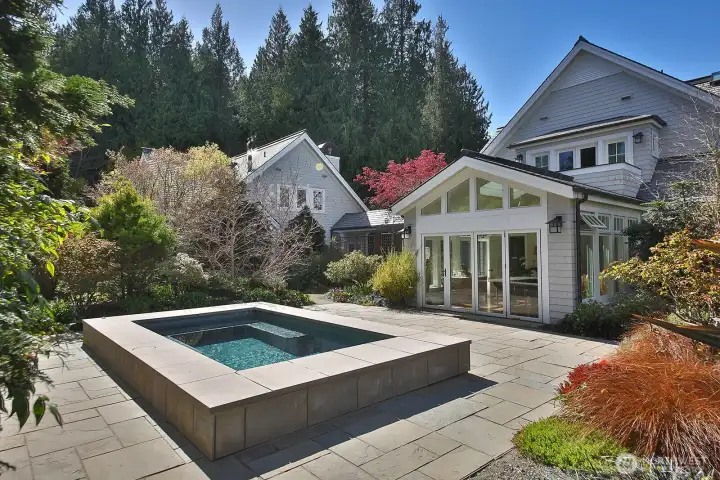 Hot tub enveloped in serenity.