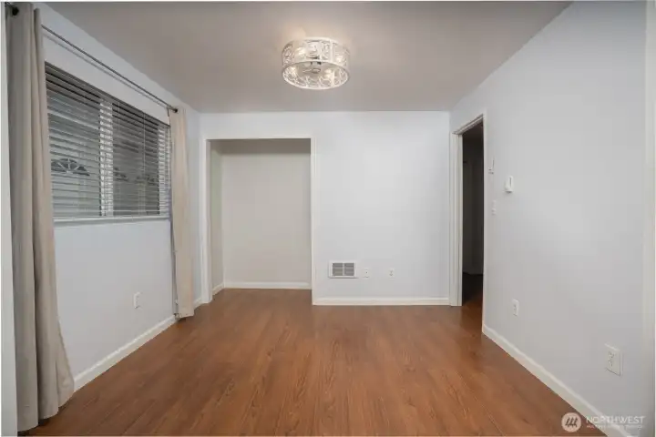 With the closet already in place, this formal dining room has great potential to be converted into an office or flex space.