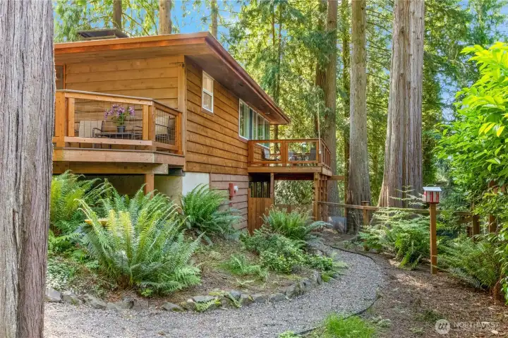 Low maintenance landscaping in a peaceful, natural setting