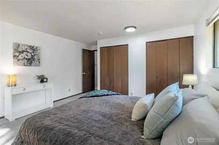 Primary bedroom with double closets