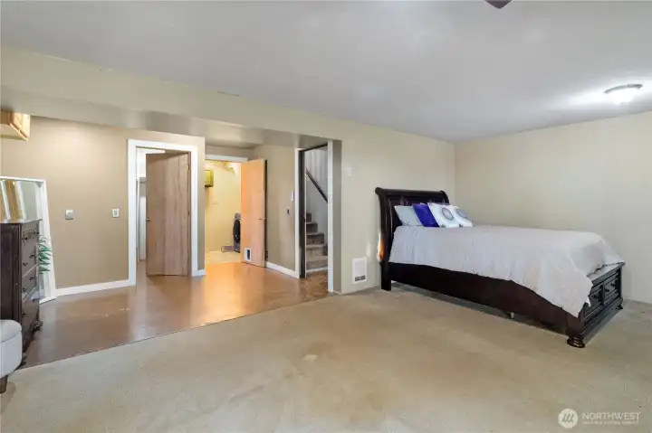 Spacious lower-level room with flexible use options
