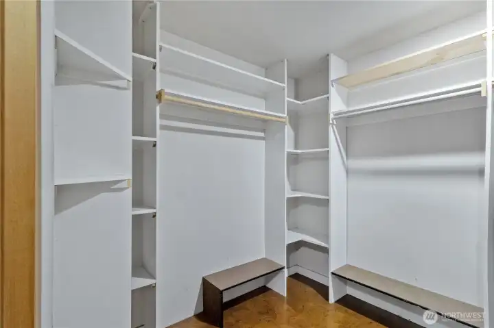 Walk-in closet with built-in shelving