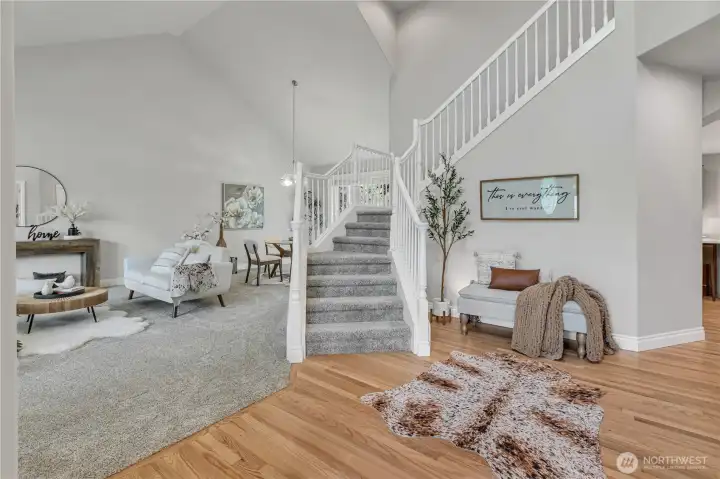 Enter onto Refinished Hardwoods; Soaring Formal Rooms to the Left (Office to the Right, Not Shown)