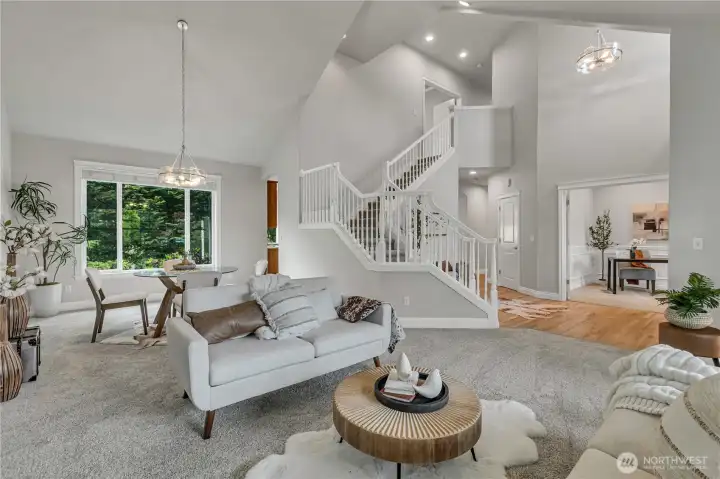 Primary Bedroom with Double-Door Entry at the Top of the Stairs to the Left; Light & Bright with Fresh Paint Throughout the Home and DADU, plus New Carpet Throughout the Main Home