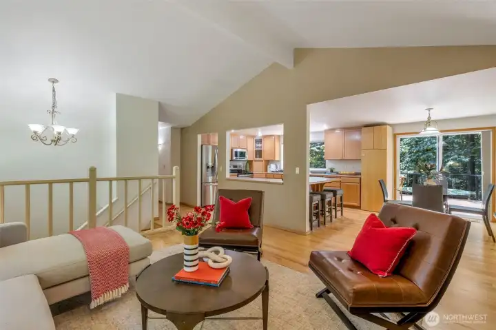 Seamless connection with LR, DR, kitchen, and deck