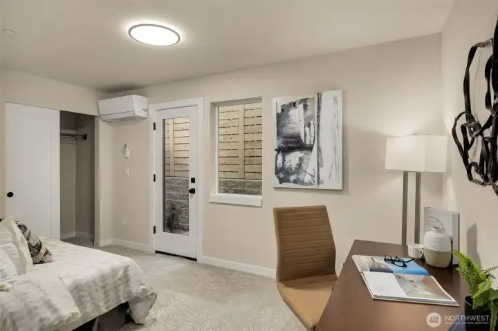 Flex room with direct access to outdoor spaces, perfect for lounging or a home gym. (photos are of model home- similar finishes and layout) Flex room with direct access to outdoor spaces, perfect for lounging or a home gym. (photos are of model home- similar finishes and layout)
