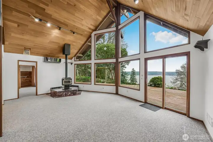 Floor to ceiling windows let in the light and the views.