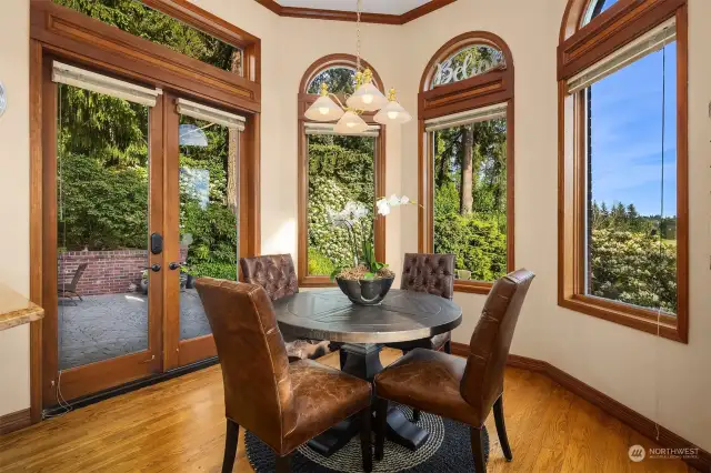 Kitchen nook for casual eating with views of your mature landscaping