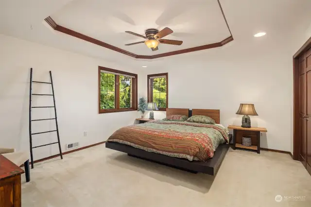 Upstairs Secondary Bedroom with lovely recessed ceiling.