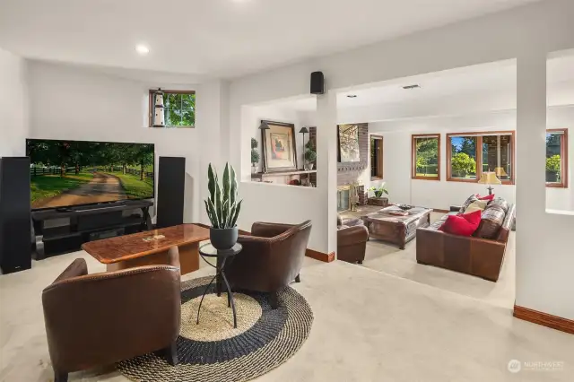 Daylight Basement with generous family room and TV Nook