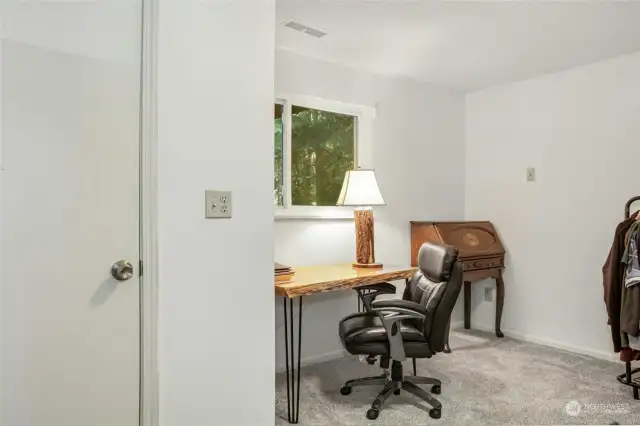 Medium sized bedroom w/ closet off lower level family room. Could be a great office or exercise room.