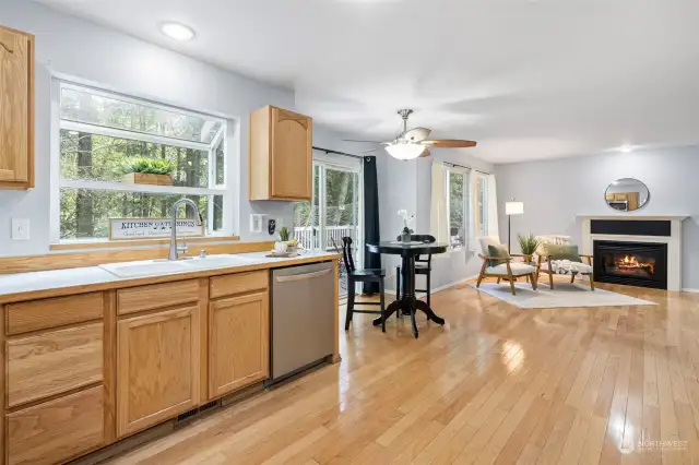 Kitchen to family room.