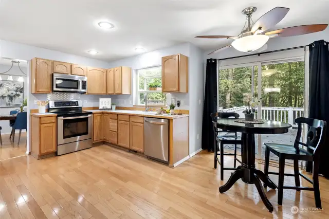 Second optional dining area off kitchen. Slider to back deck and yard.