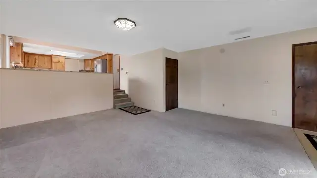 Lower level Den looking into kitchen