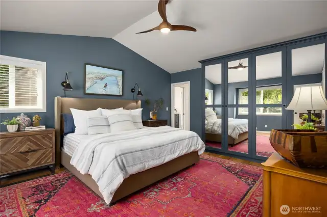 The primary suite is so dreamy! Beautiful built in wardrobe, PLUS an additional walk in closet (not shown here)