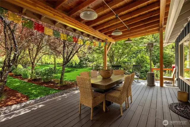 Off the great room is this amazing covered deck to enhance your outdoor living. Host summer BBQs and entertain your friends and family easily in this space.