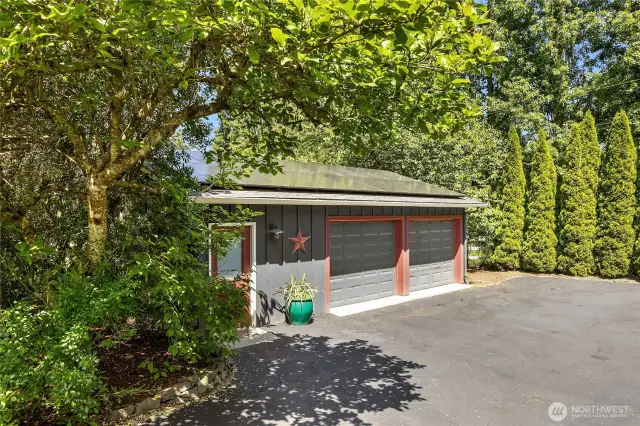 The detached 2 car garage holds a surprise .