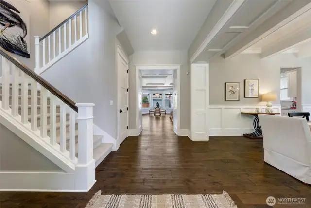 Formal dining room on the right of this photo.  Eat in kitchen straight ahead.