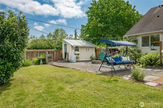 Shed and backyard