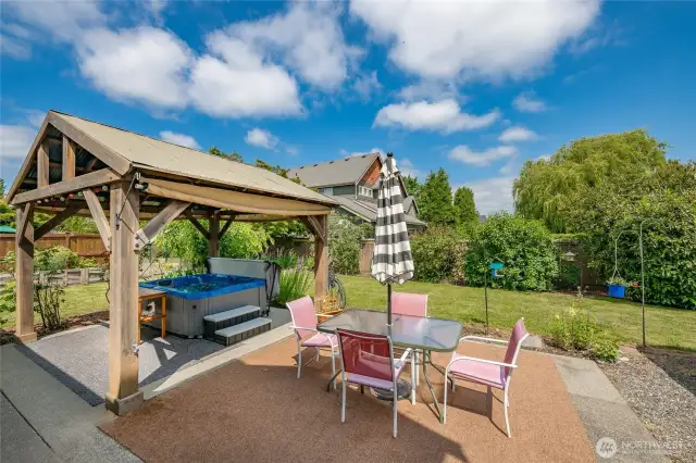 Patio and gazebo with hot tub