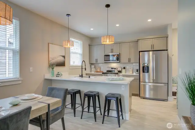 Breakfast bar easily seats 4