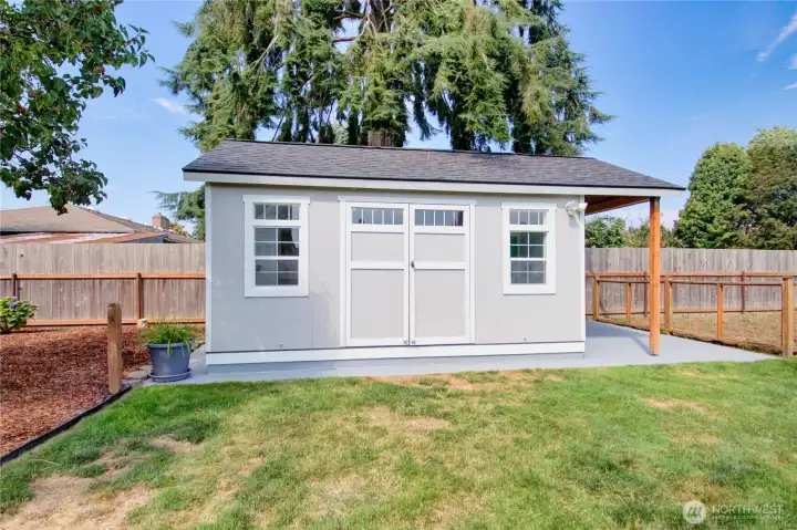New outbuilding on slab with potential for so many uses.